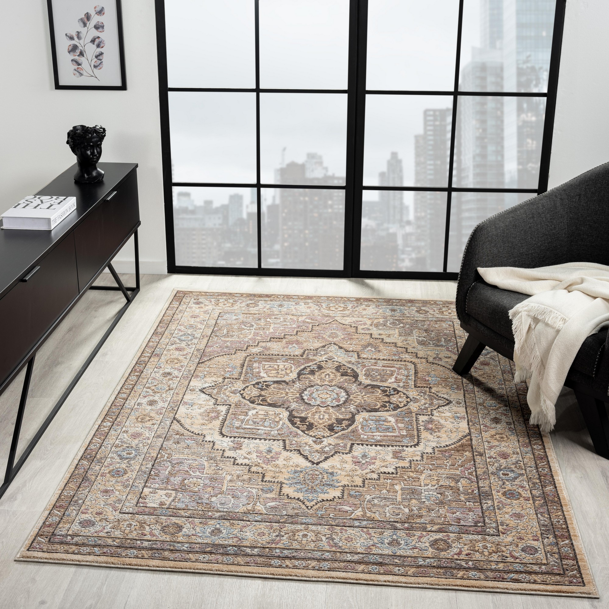 Alia 842g5 Traditional Medallion Rugs In Anthra Grey